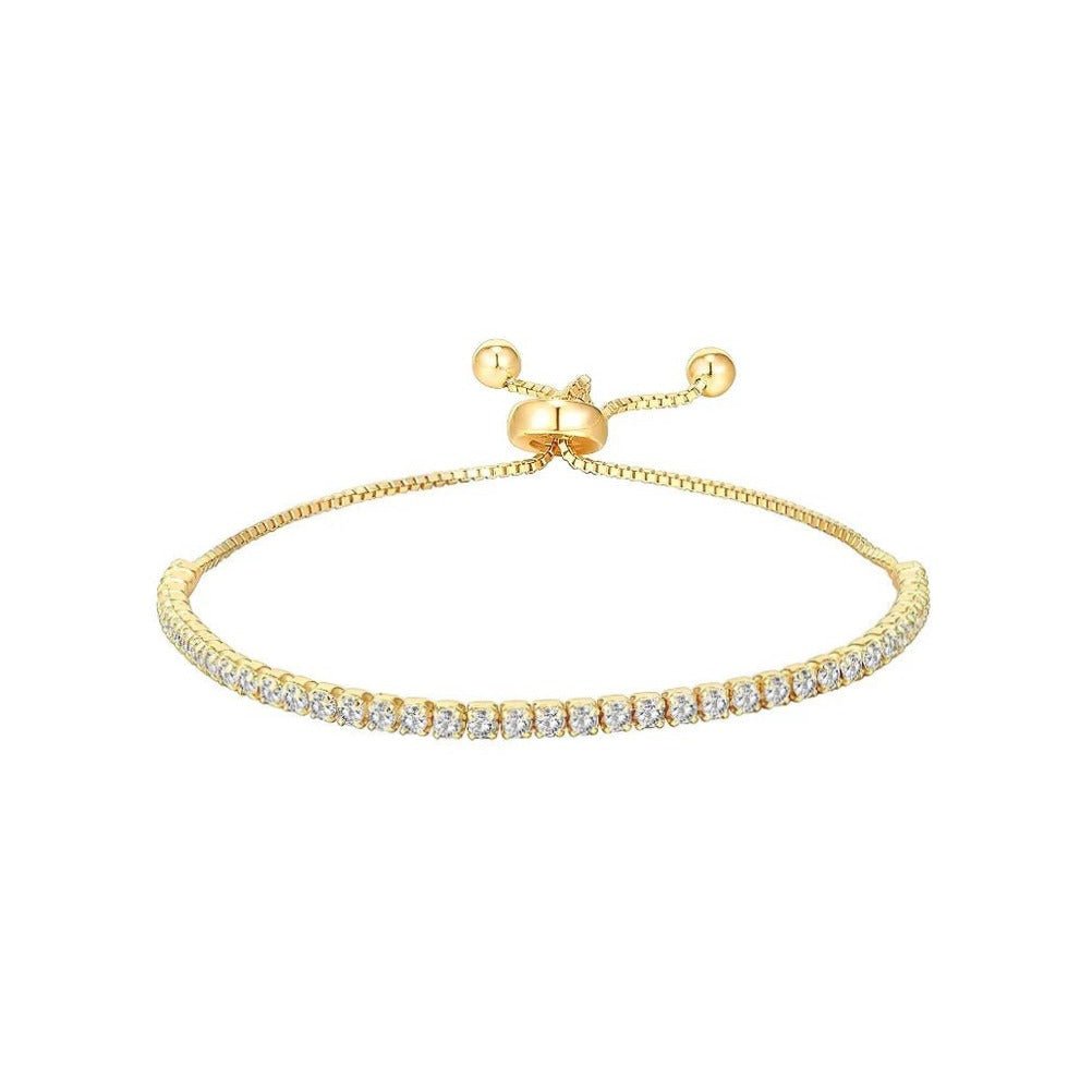 Bratara Tip Tennis Placata cu Aur si Cristale Cubic Zirconia Emily