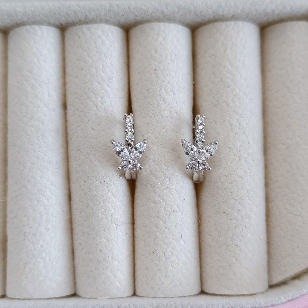 Cercei Placati cu Rodiu cu Cristale Zirconia Butterfly