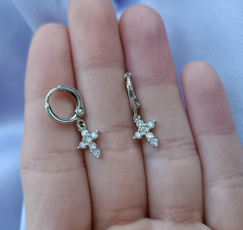 Cercei Cruce Placati cu Aur Mini Cross