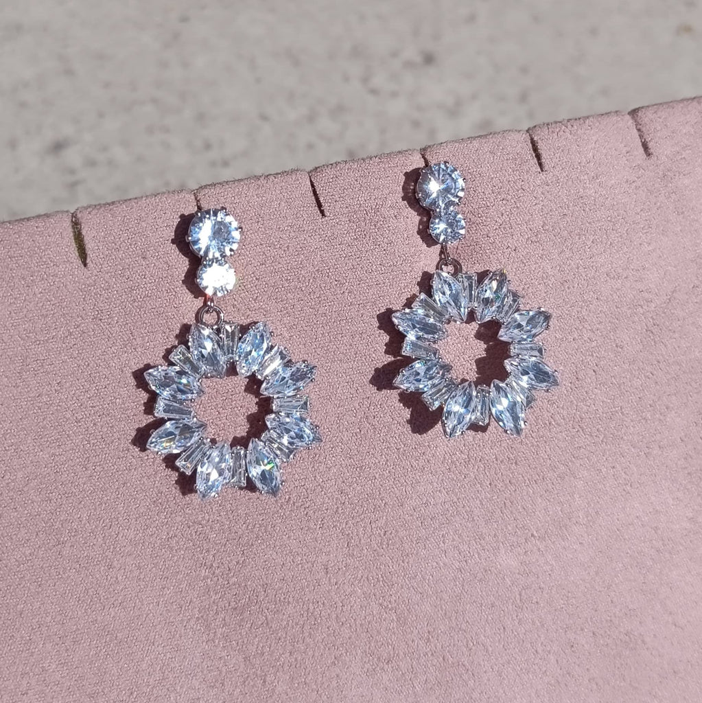 Cercei cu Cristale Zirconia Placati cu Rodiu Flower