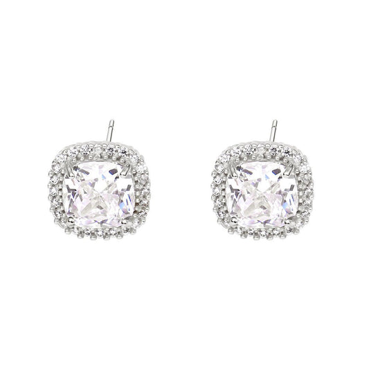 Cercei cu Cristale Zirconia Placati cu Rodiu Princess