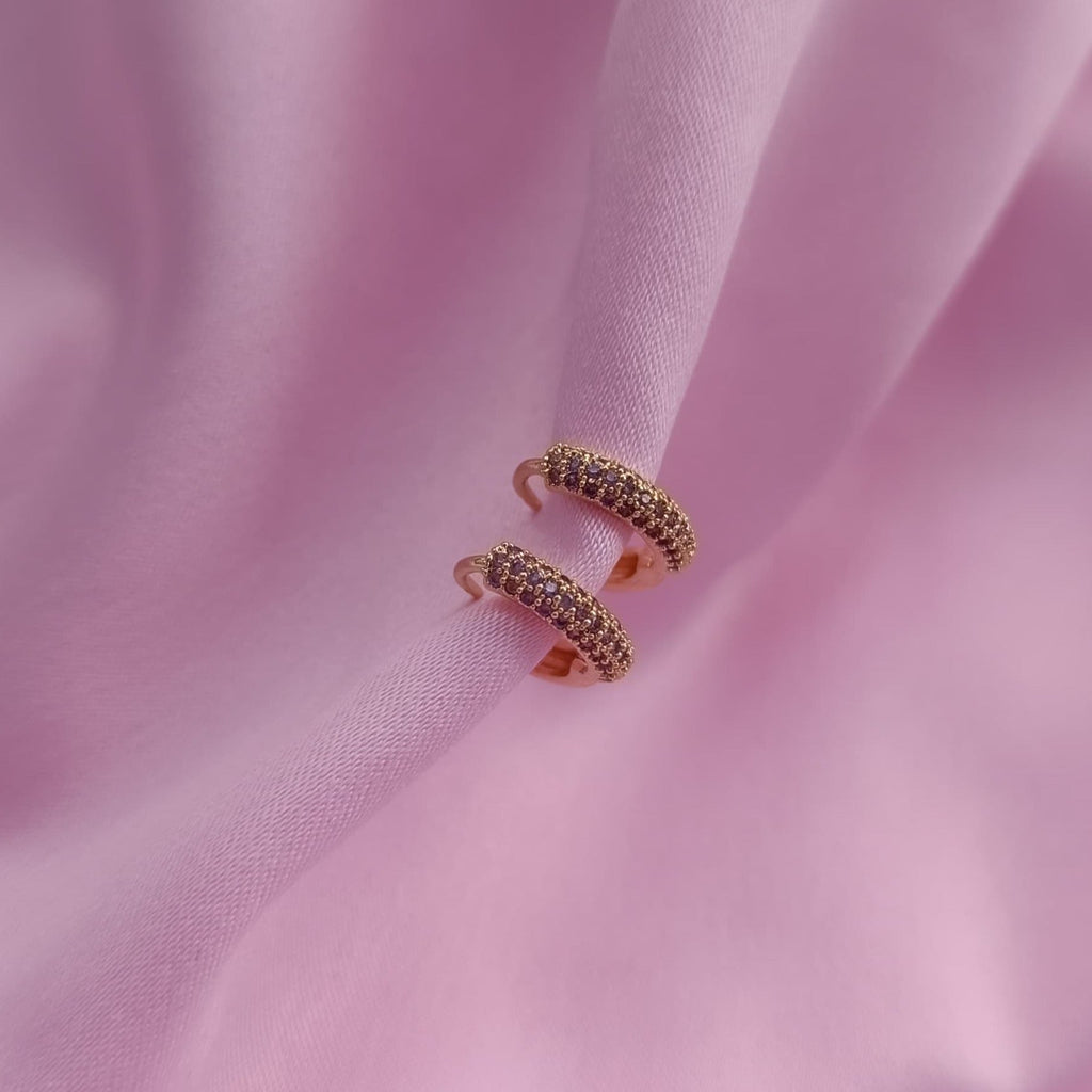 Cercei Creole Mici Placati cu Aur si Cristale Zirozonia Linda
