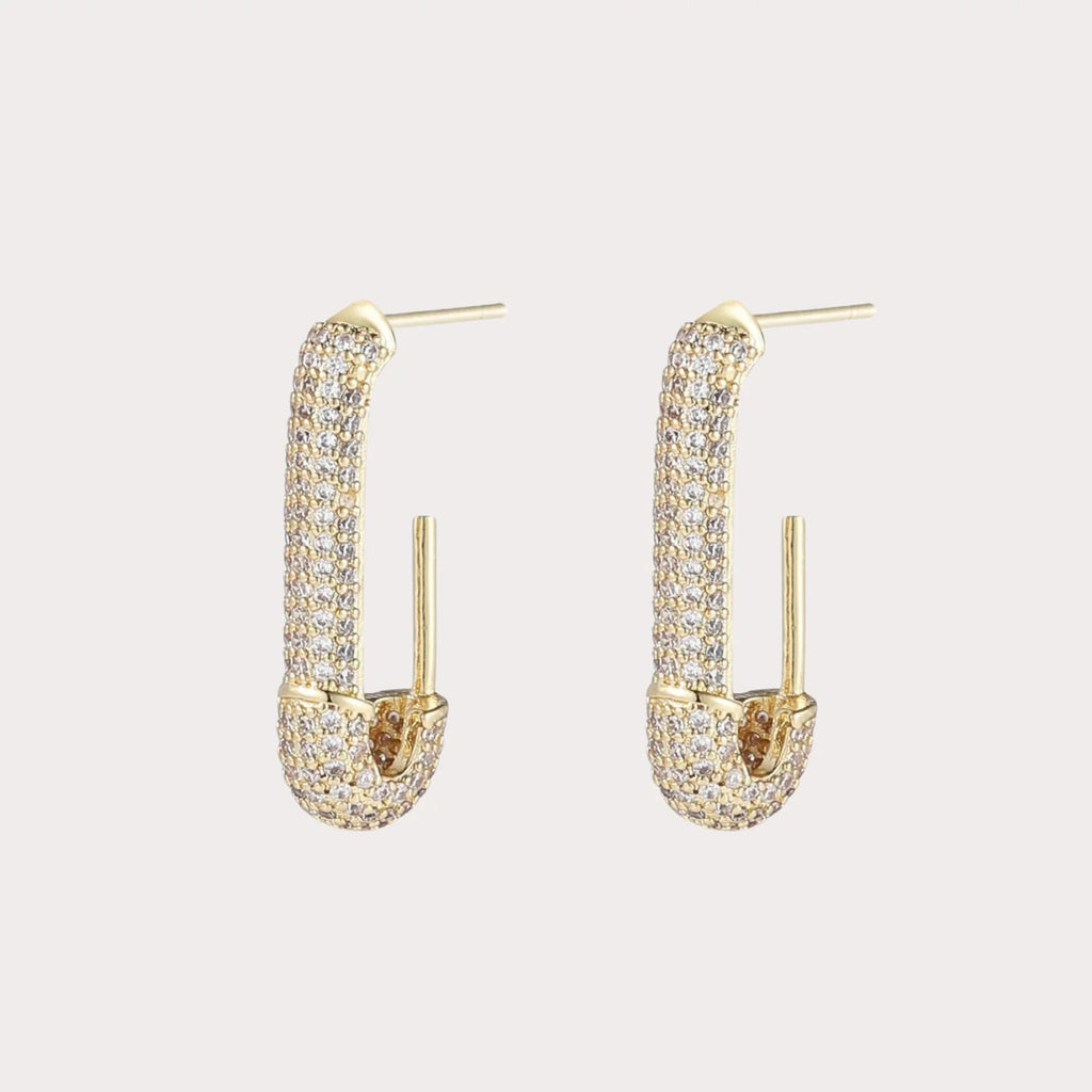 Cercei Placati cu Aur Ac de Siguranta cu Cristale Zirconia Baby Pin