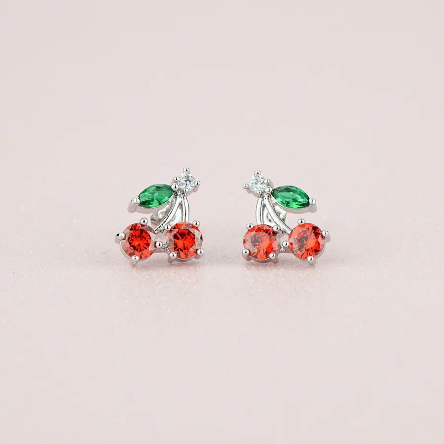 Cercei Placati cu Aur Cirese cu Cristale Zirconia Cherry