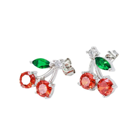 Cercei Placati cu Aur Cirese cu Cristale Zirconia Cherry