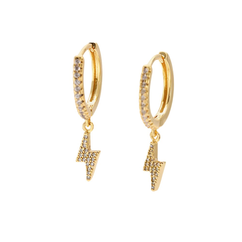 Cercei Placati cu Aur Cu Padantiv Fulger Cristale Zirconia Lightning
