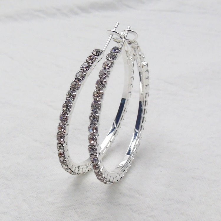 Cercei Placati cu Rodiu Creole cu Cristale Zirconia Diamond