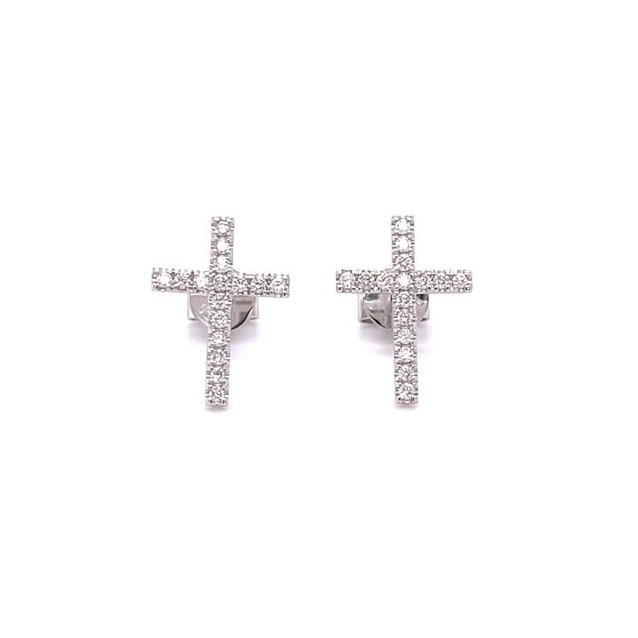 Cercei Placati cu Rodiu cu Cristale Zirconia Cruce Karin