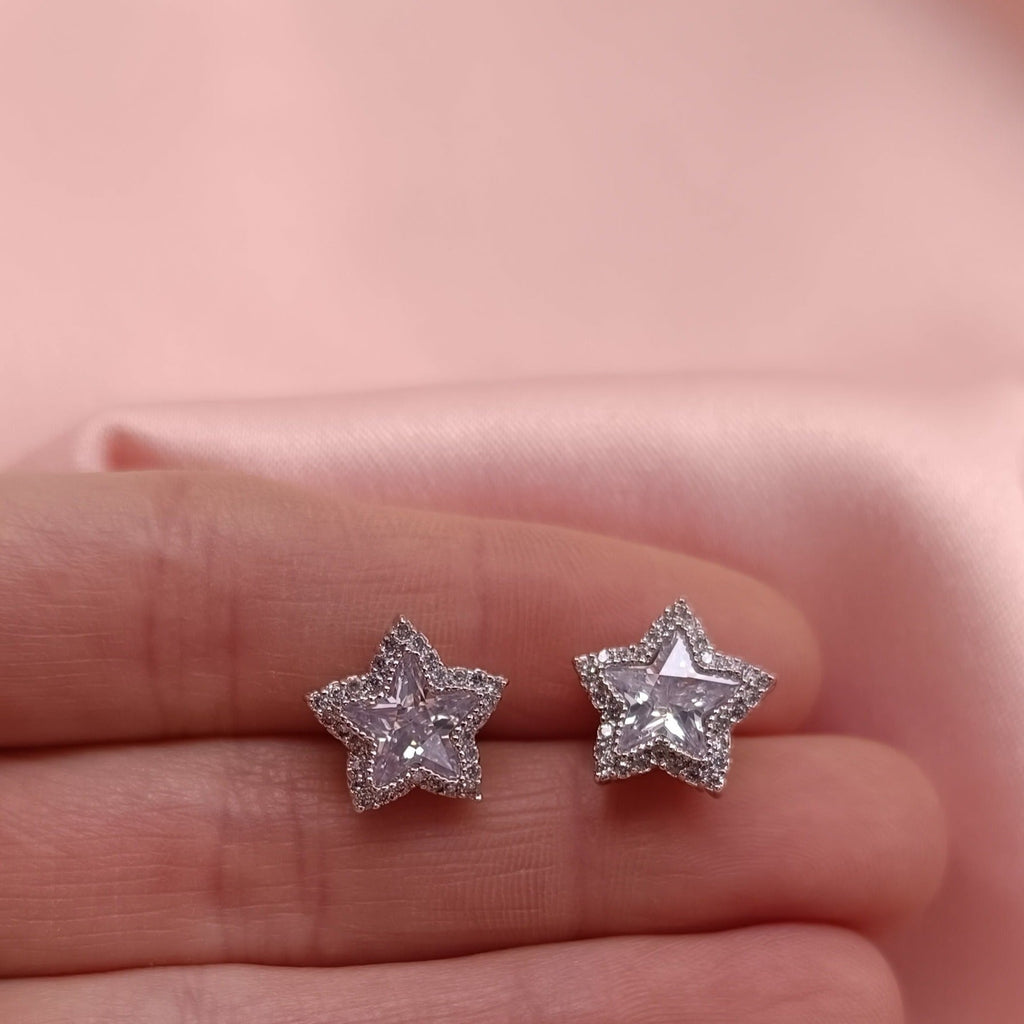 Cercei Placati cu Argint cu Cristale Zirconia Stellar