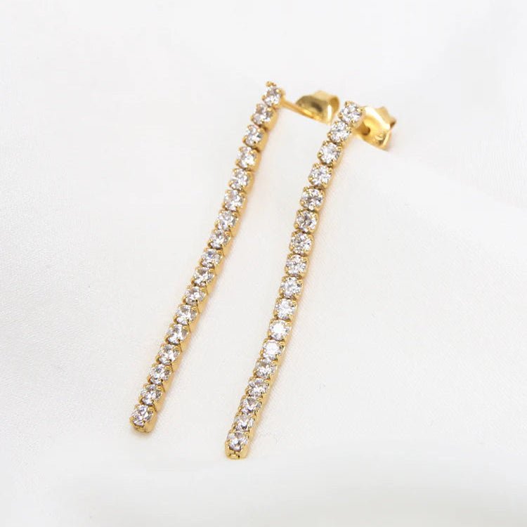 Cercei tip Tennis Placati cu Aur cu Cristale Zirconia Emily