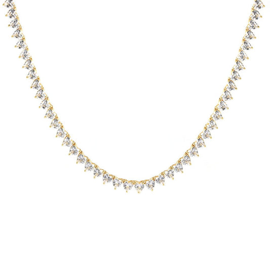 Colier tip Tennis Placat cu Aur cu Cristale Zirconia Inimi Amelia