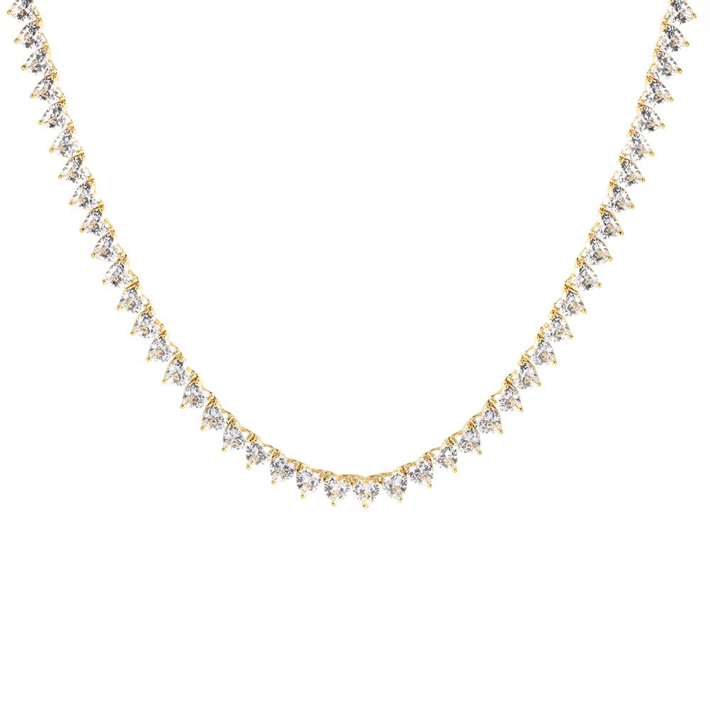Colier tip Tennis Placat cu Aur cu Cristale Zirconia Inimi Amelia