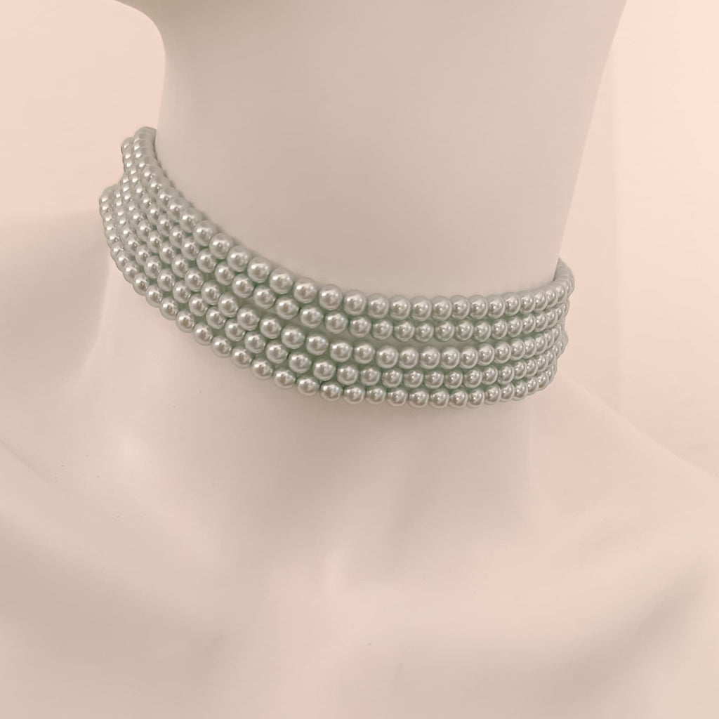 Colier din Perle Albastre tip Choker Aquamarine