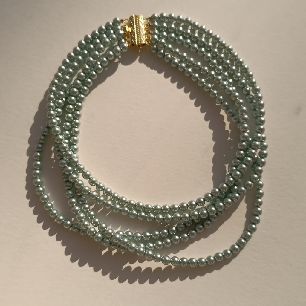 Colier din Perle Albastre tip Choker Aquamarine