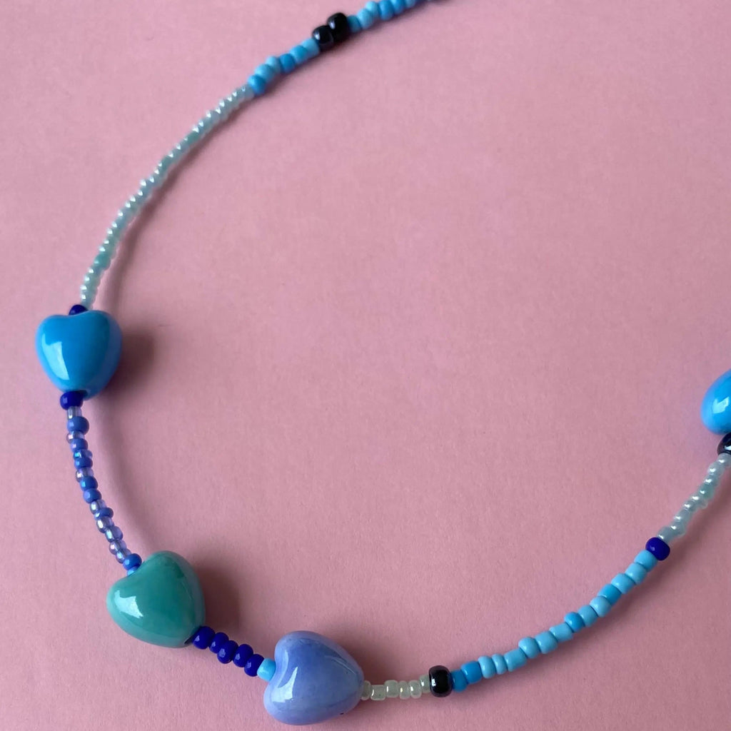 Colier Colorat Margele si Pandantive Portelan Blue Summer