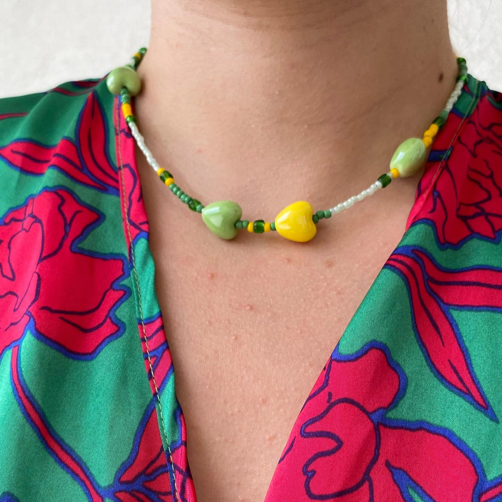 Colier Colorat Margele si Pandantive Portelan Green Summer