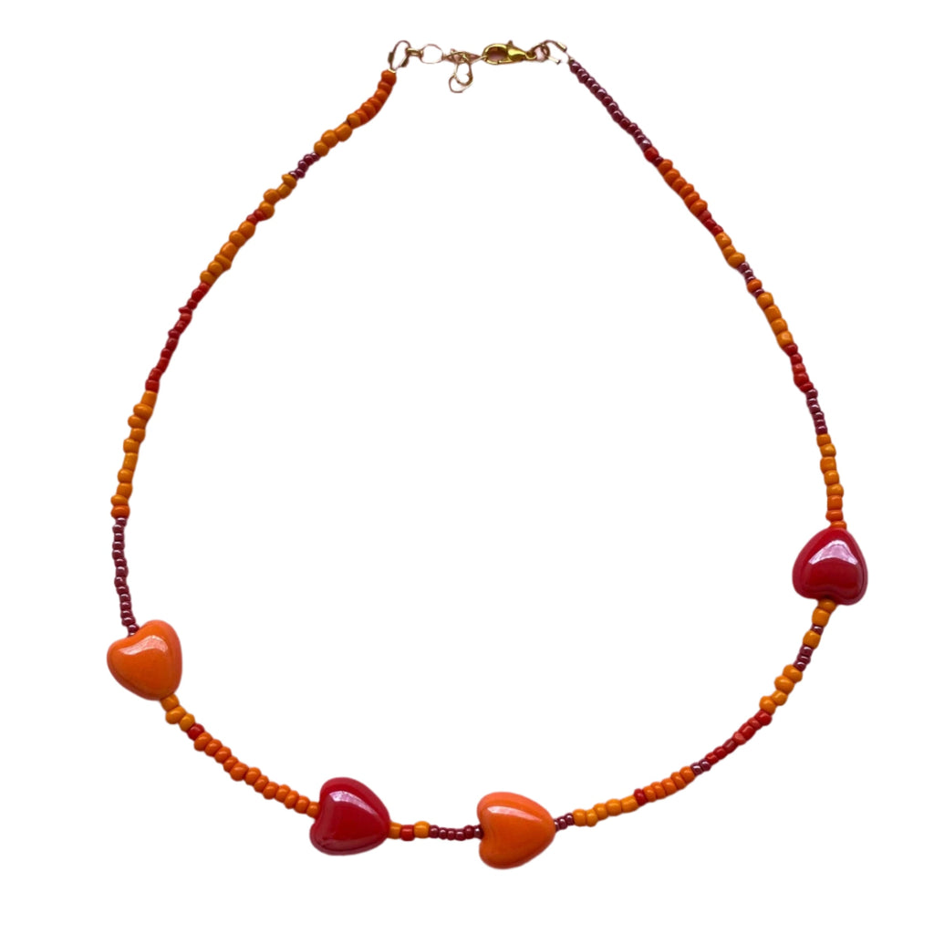 Colier Colorat Margele si Pandantive Portelan Orange Summer