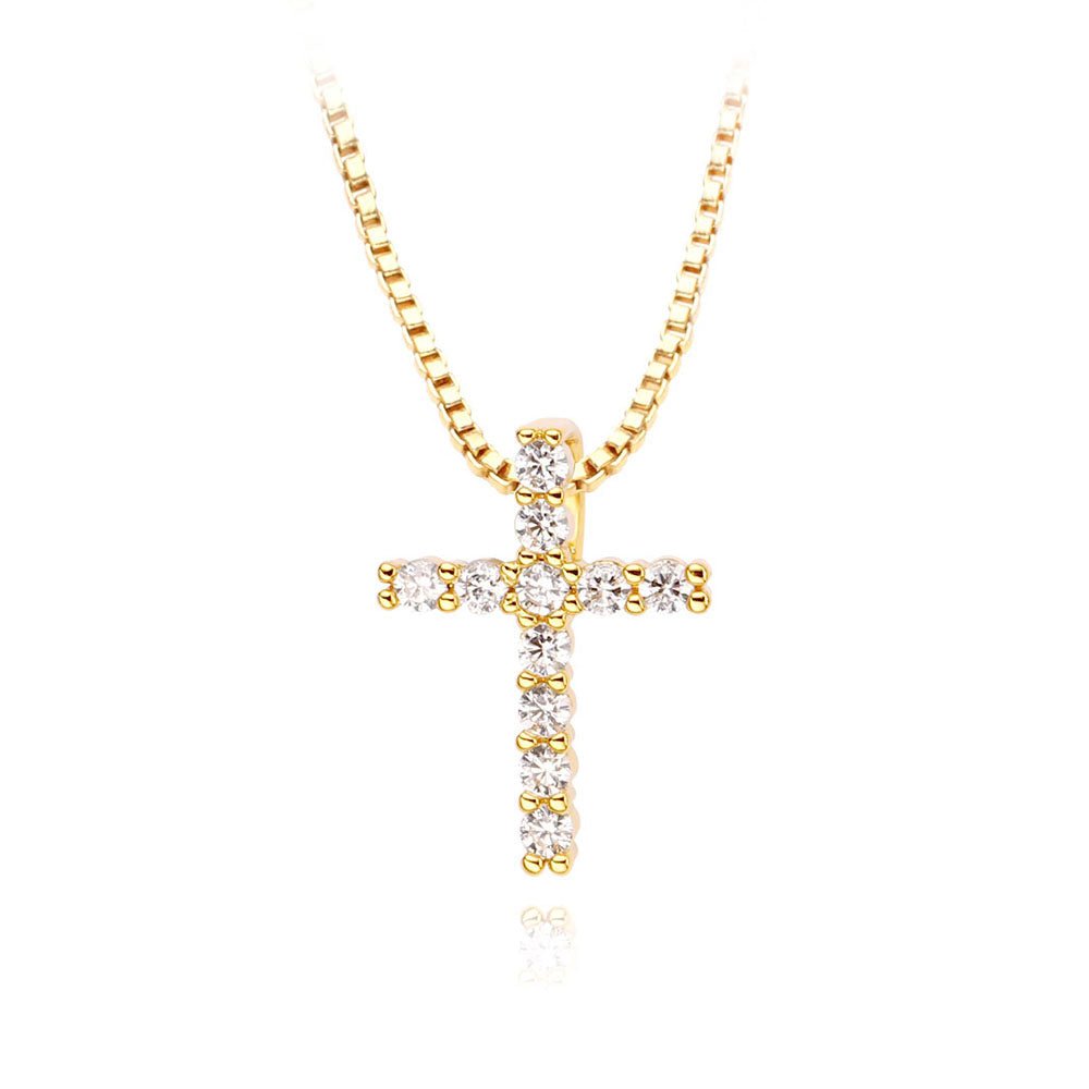 Colier Placat cu Rodiu cu Pandantiv Cruce Cross Pendant