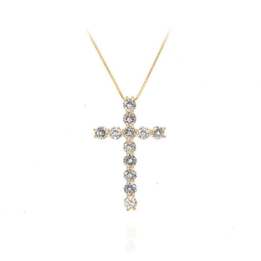 Colier Placat Cu Aur cu Pandantiv Cruce Cristale Zirconia