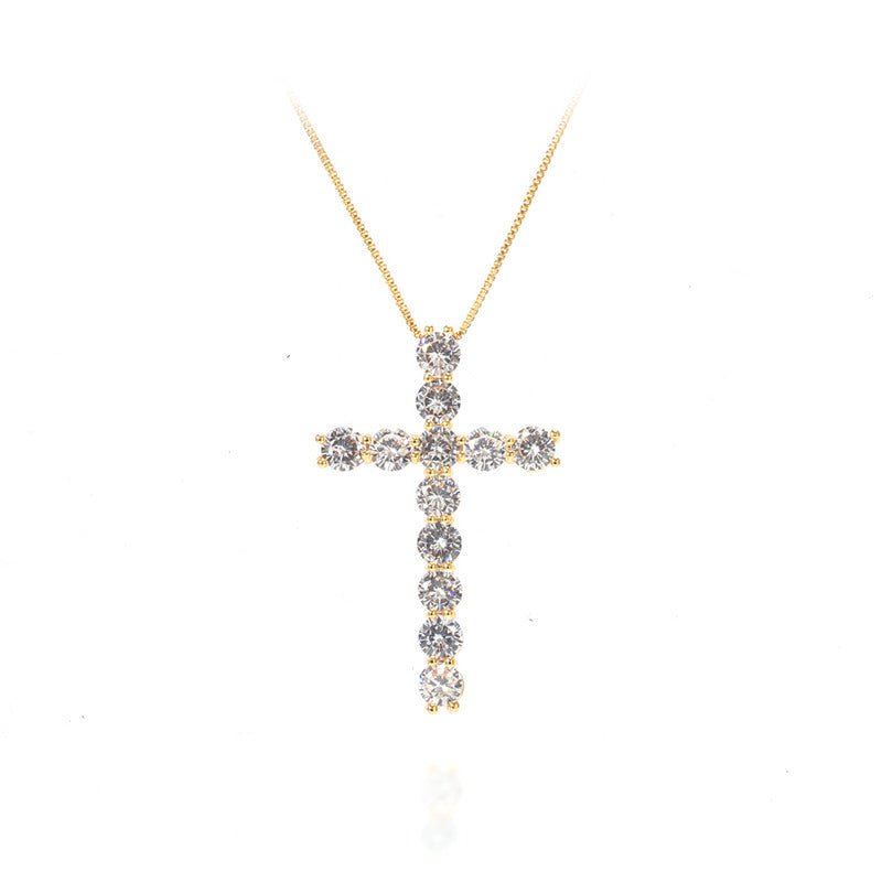 Colier Placat Cu Aur cu Pandantiv Cruce Cristale Zirconia