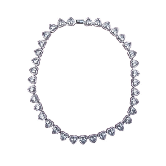 Colier tip Tennis cu Cristale Zirconia Inimioare Placat cu Rodiu Eros