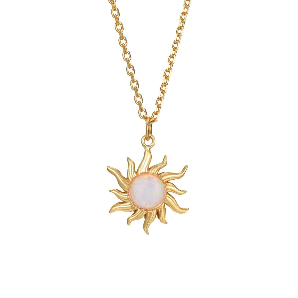 Colier Placat cu Aur cu Pandantiv Iridescent Soare Solar