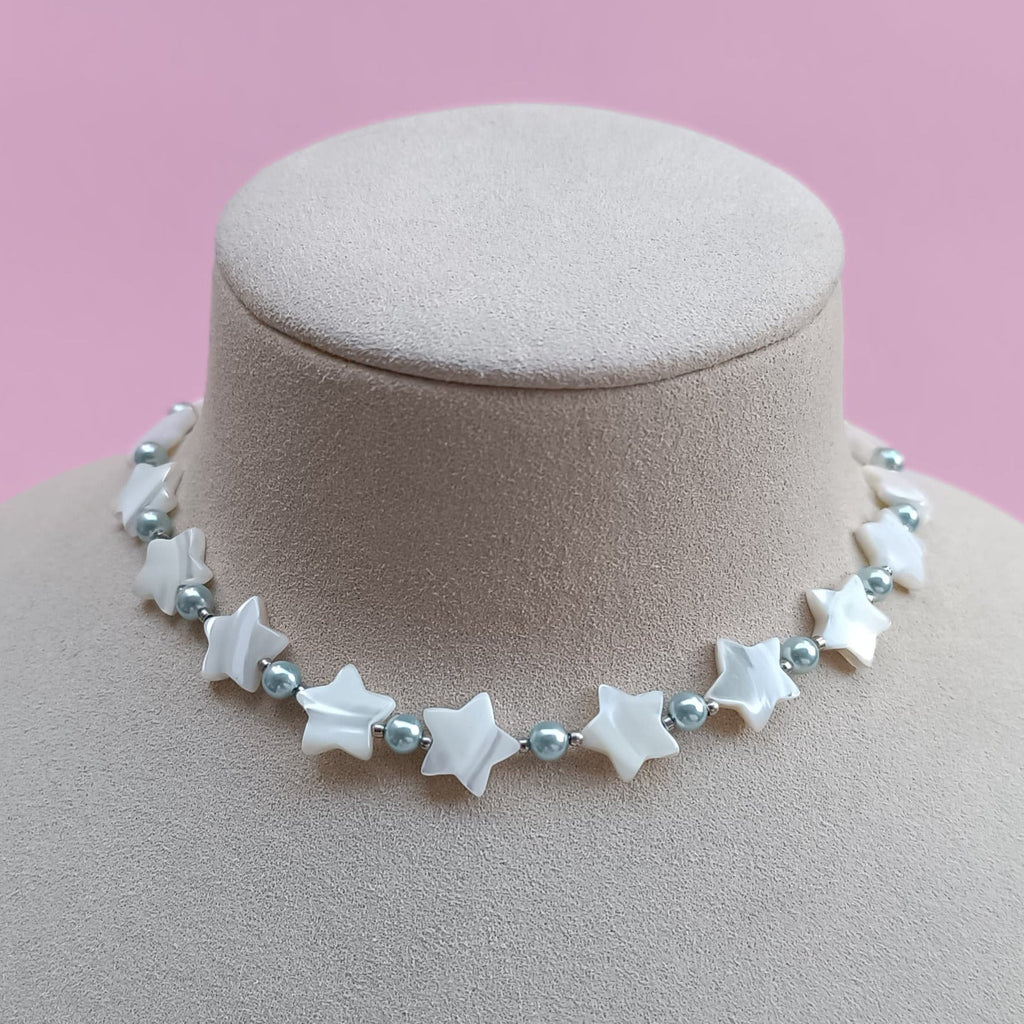 Colier tip Choker cu Sidef Natural si Perle Stars