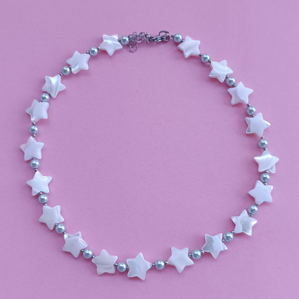 Colier tip Choker cu Sidef Natural si Perle Stars