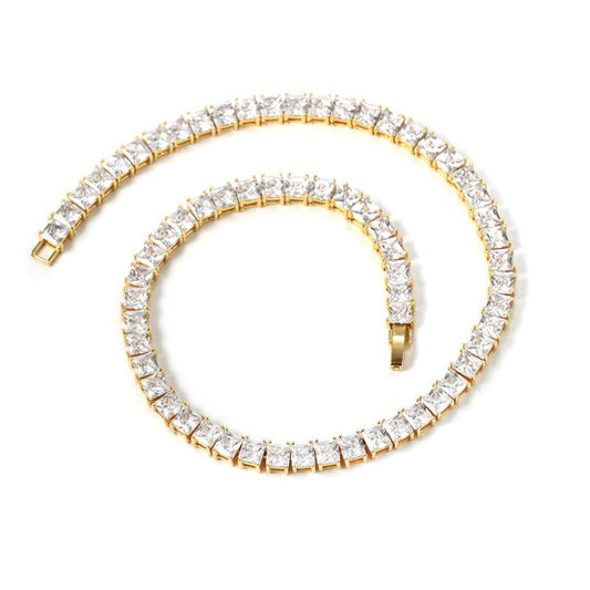 Colier tip Tennis Placat cu Aur cu Cristale Zirconia Brilliant