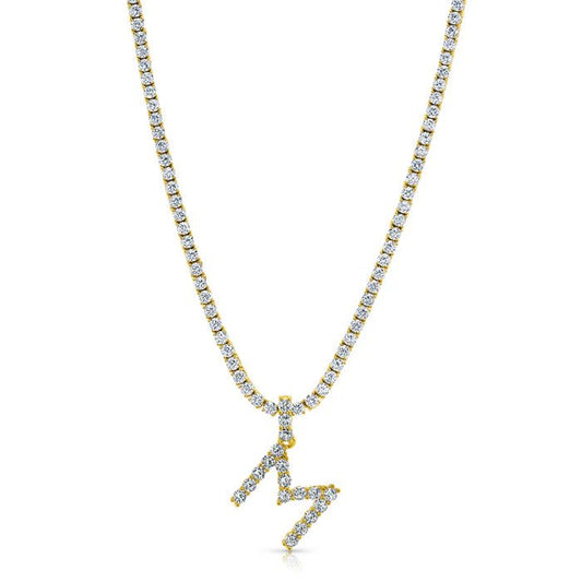 Colier tip Tennis Placat cu Aur cu Initiala Zirconia Crystals Letter