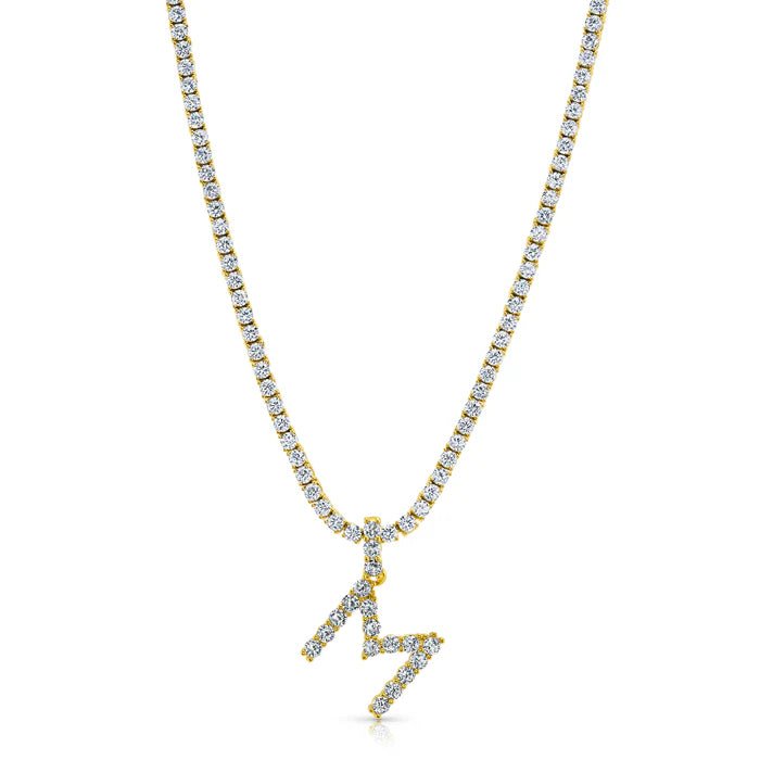 Colier tip Tennis Placat cu Aur cu Initiala Zirconia Crystals Letter
