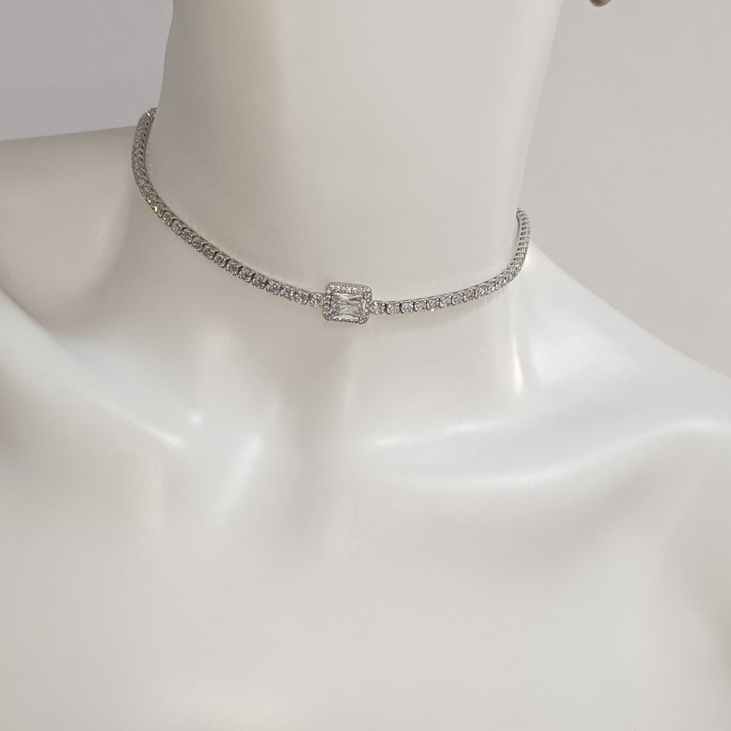 Colier tip Tennis Placat cu Rodiu cu Cristale Zirconia Belinda