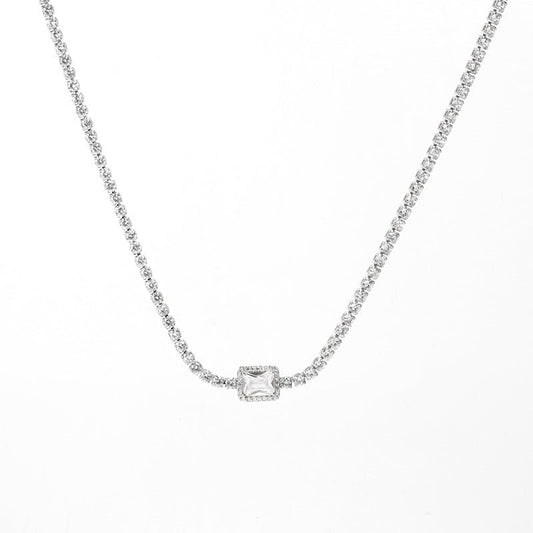 Colier tip Tennis Placat cu Rodiu cu Cristale Zirconia Belinda