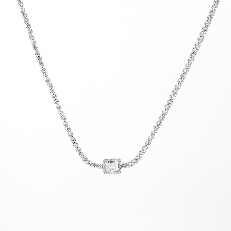 Colier tip Tennis Placat cu Rodiu cu Cristale Zirconia Belinda