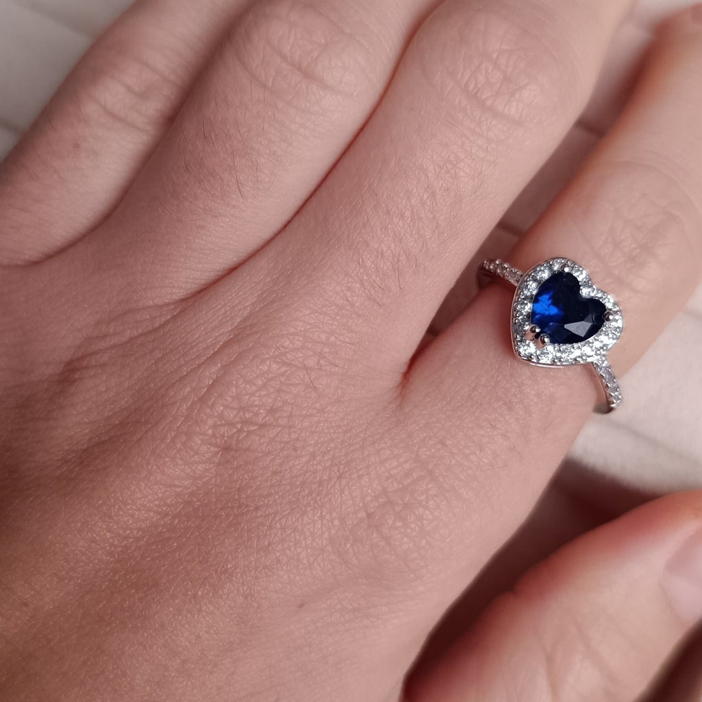 Inel Crystal Heart Blue