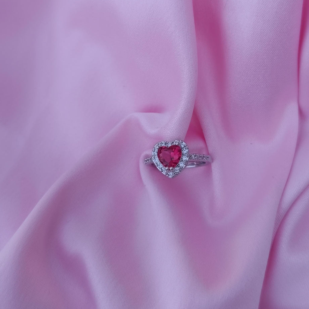 Inel Crystal Heart Pink