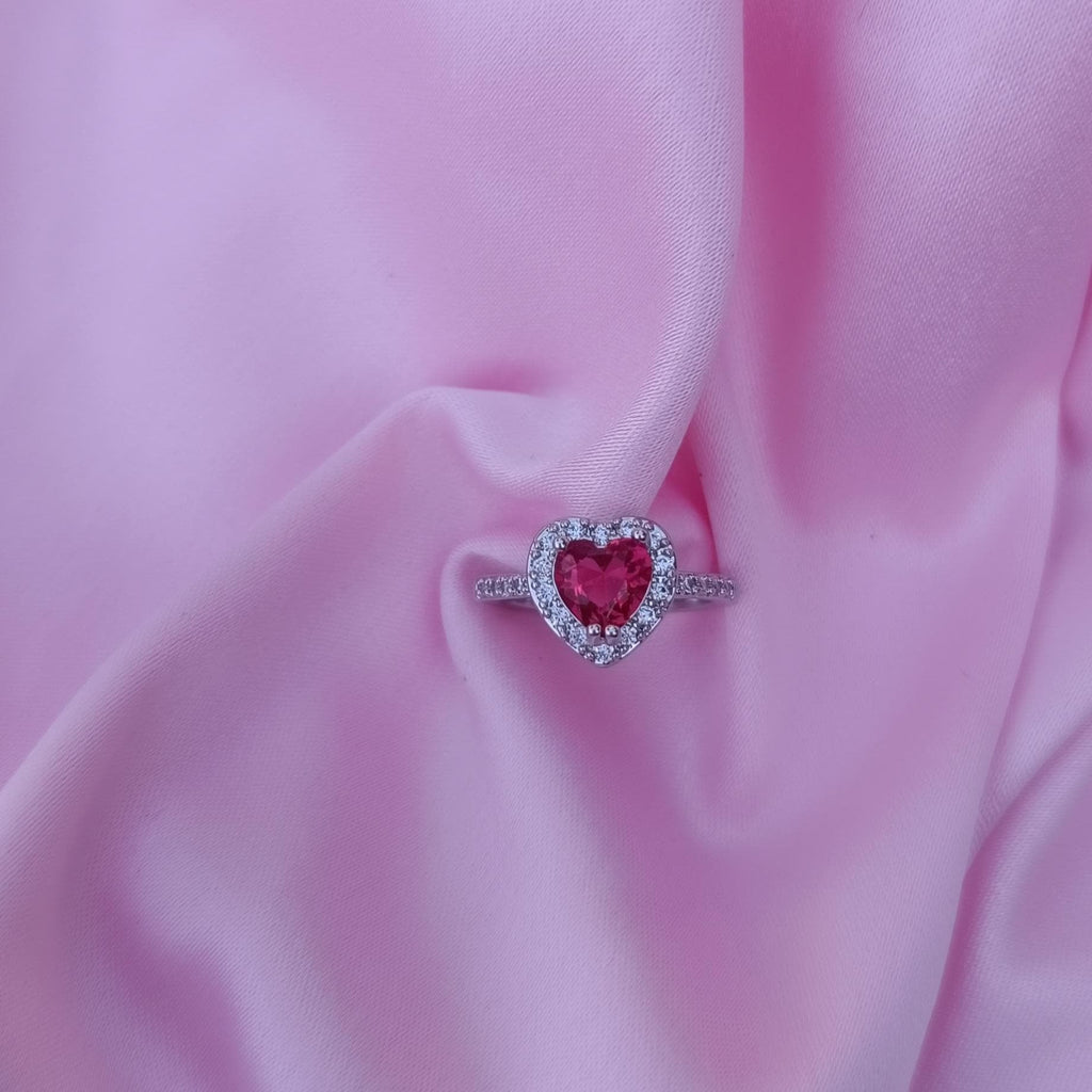 Inel Crystal Heart Pink