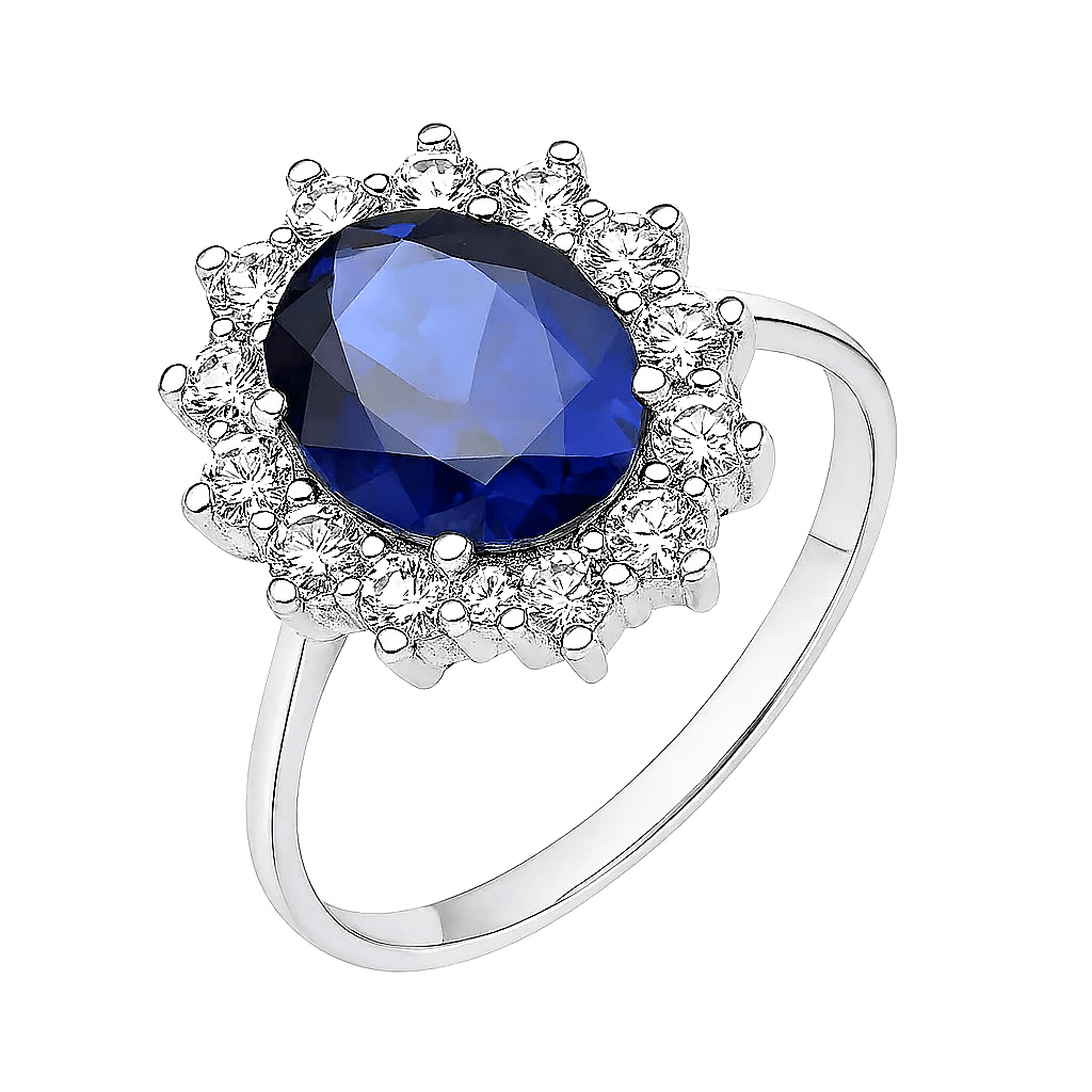 Inel Placat cu Argint Cu Cristal Albastru Zirconia Majestic Blue