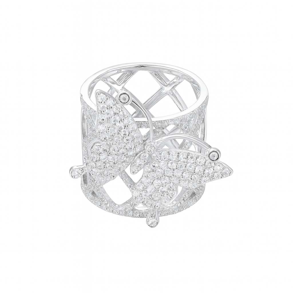 Inel Placat cu Argint cu Fluture si Cristale Zirconia Fiona