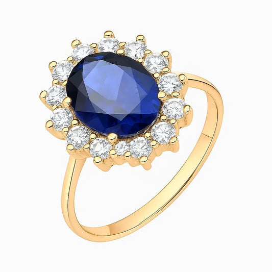Inel Placat cu Aur Cu Cristal Albastru Zirconia Majestic Blue