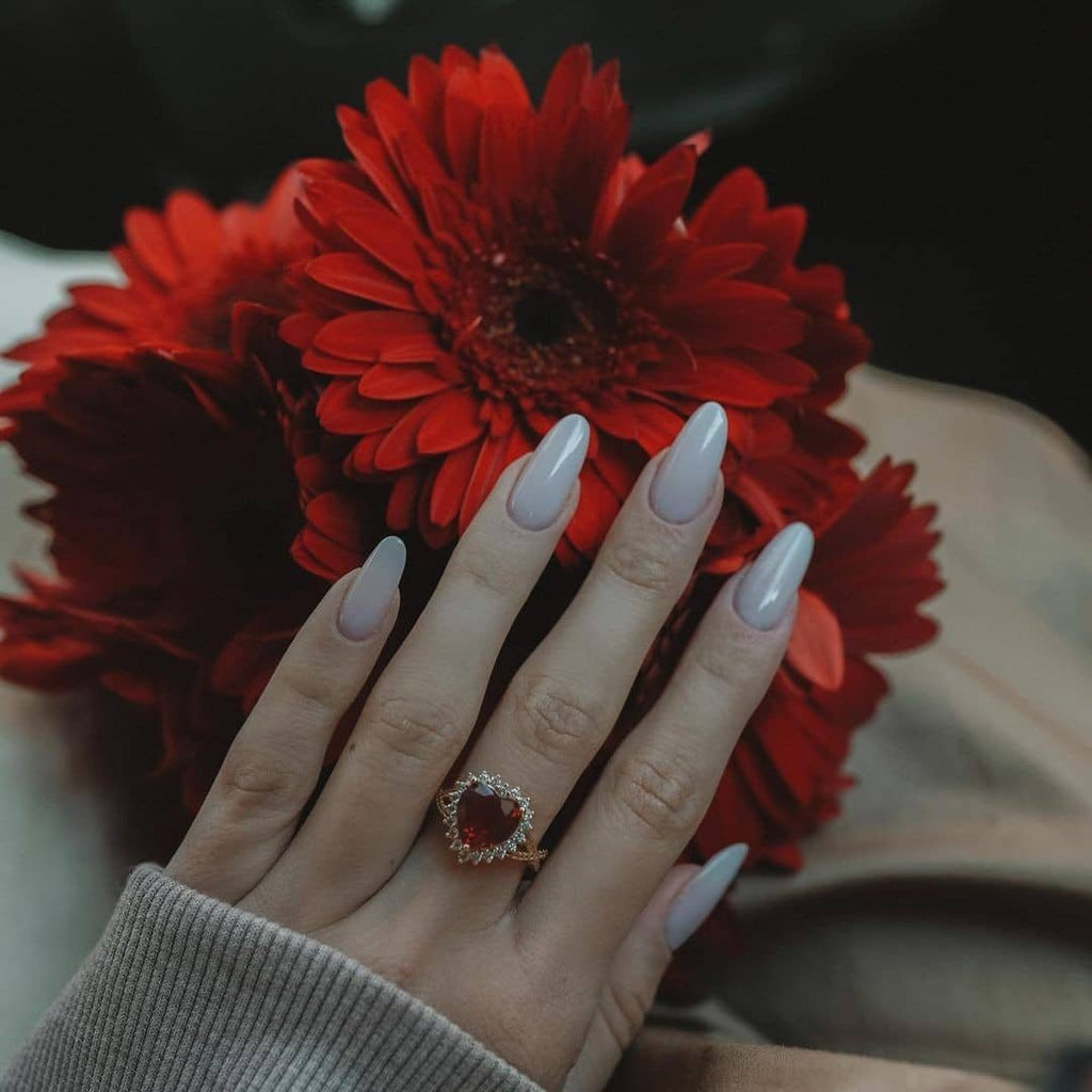 Inel Placat cu Aur cu Cristale Zirconia Inima Rosie Red Love