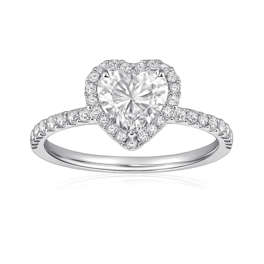 Inel Placat cu Aur cu Inima si Cristale Zirconia Crystal Heart