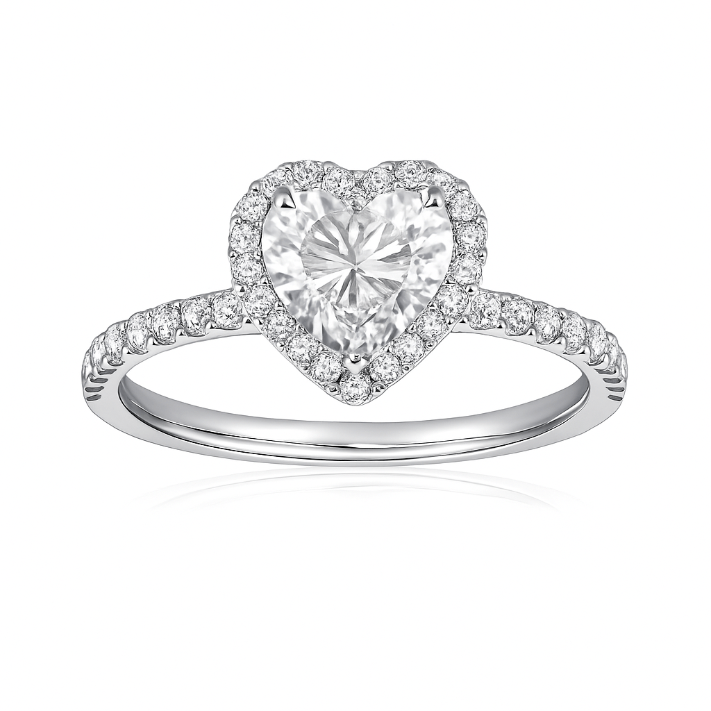 Inel Placat cu Aur cu Inima si Cristale Zirconia Crystal Heart