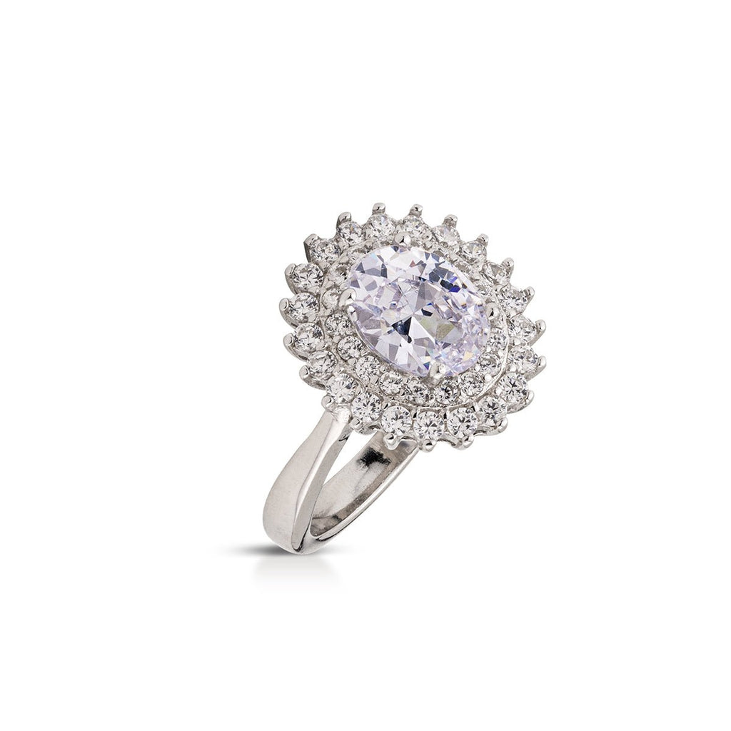 Inel Placat cu Rodiu cu Cristal Oval Zirconia Rosalia