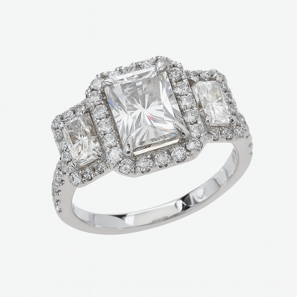 Inel Placat cu Rodiu cu Cristale Zirconia Dreptunghiulare Beth