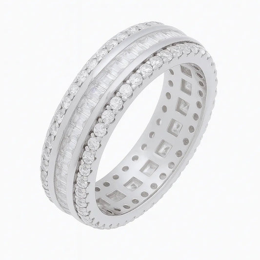 Inel Placat cu Rodiu cu Cristale Zirconia tip Baguette Charlotte