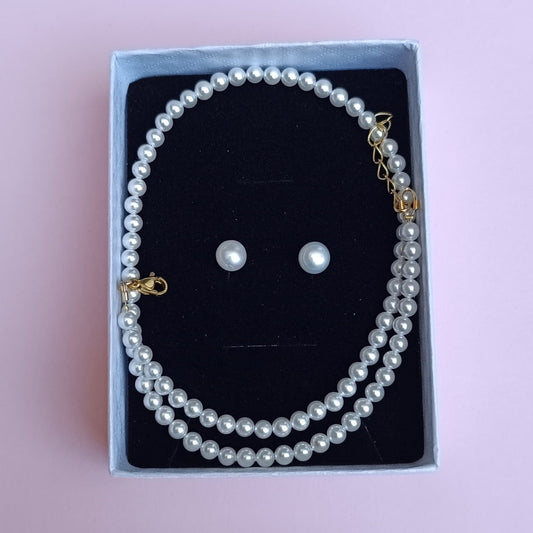 Set tip Choker din perle de sticla 4 mm Colier si Cercei Bella