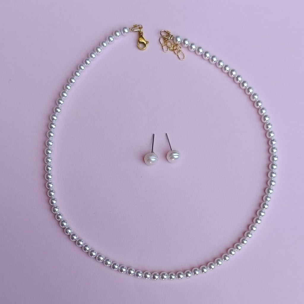 Set tip Choker din perle de sticla 4 mm Colier si Cercei Bella