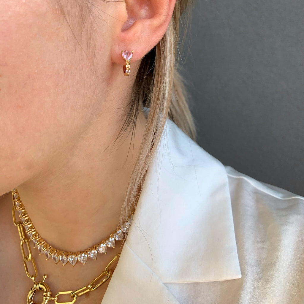 Cercei Placati cu Aur Hoops cu Cristale Zirconia Avery
