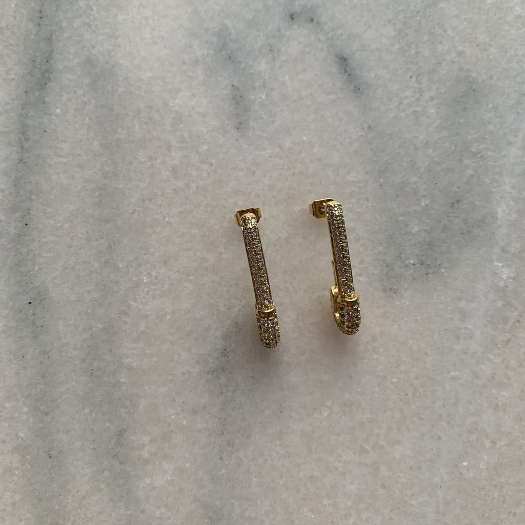 Cercei Placati cu Aur Ac de Siguranta cu Cristale Zirconia Baby Pin